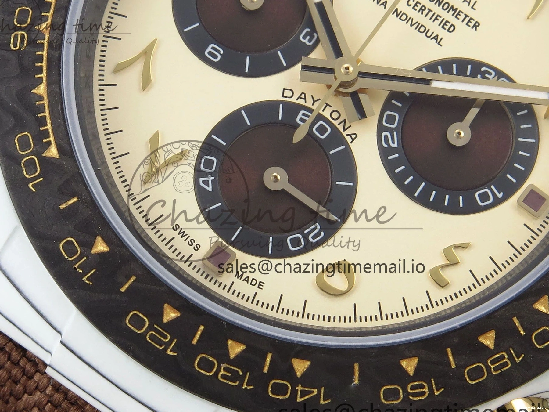 0120 Refined Daytona DIW “DESERT EAGLE”  White Carbon DIWF 1:1 Best Edition Cream Brown Dial on Brown Nylon Strap SH 1074